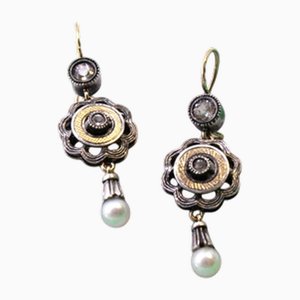 Gold and Silver Earrings with Zirconia, Set of 2