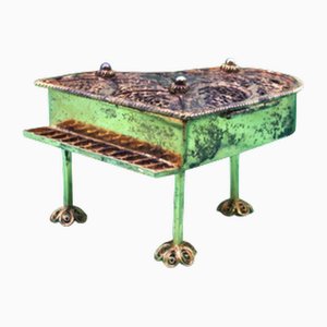Miniature Piano in Gilded Silver Filigree with Reliefs and Applications