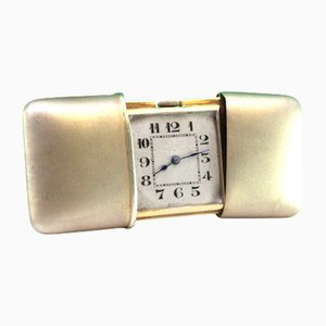 Silver Travel Watch with Gold Mechanical Movement