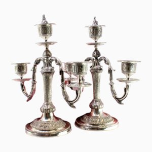 Three-Light Silver Candelabra, Set of 2