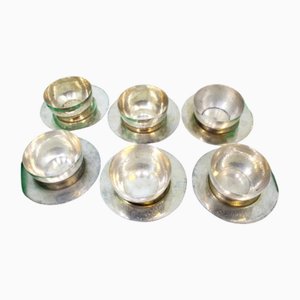 Waschbecken und Teller aus Gehämmertem Silber, 6 . Set
