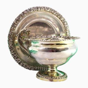 Silver Bonbonniere with Reliefs and Lion-Shaped Handle