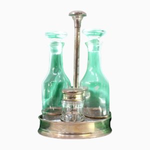 Set de Burettes en Argent avec Burettes en Verre et Salières et Poivrières, Set de 4