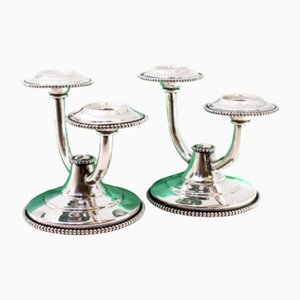 Chandelier Bas avec Deux Lumières Nacrées et Perlées, Set de 2