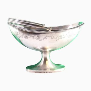 Silver Elliptical Candy Box with Engraved Floral Motifs
