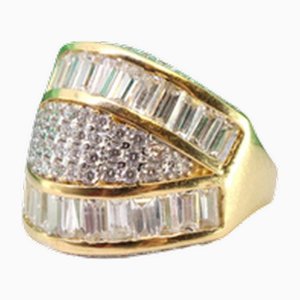 Yellow Gold Ring with Cut Zirconias