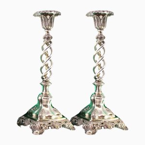 Candlesticks in Cut-Out Silver, Set of 2