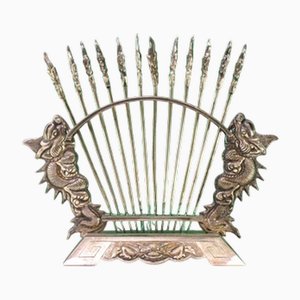 Silver Appetizer Forks on Display Stand with Two Dragons, Set of 12