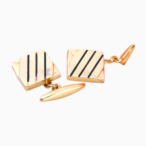 Goldene Manschettenknöpfe mit schwarzen Streifen, 2 . Set