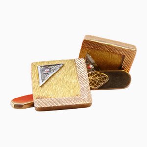 Square Shaped Gold Cufflinks, Set of 2