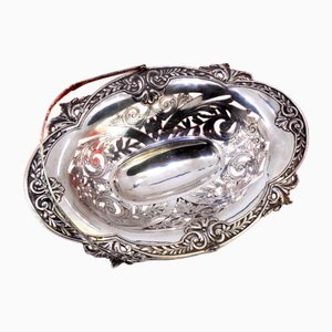 Bol à Fruits en Argent avec Motifs Floral en Relief