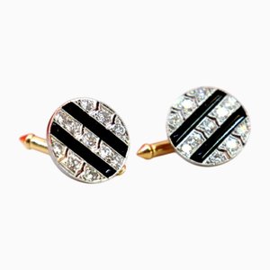 Cufflinks in Gold and Brilliant-Cut Diamonds, Set of 2