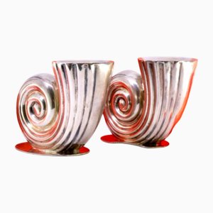Low Candlesticks in Fluted Silver, Set of 2