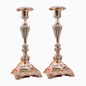 Silver Candlesticks with Stems, Set of 2