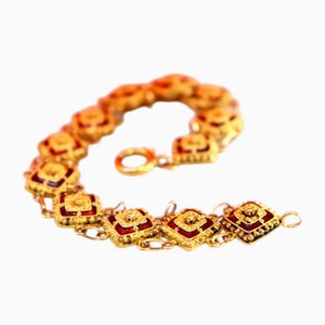 Gold Bracelet with Enamels and Roses
