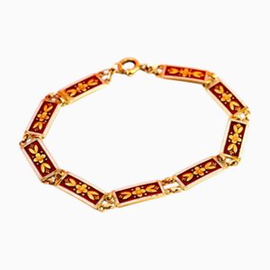 Gold Bracelet with Enamels and Raised Floral Motifs