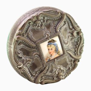 Silver Jewelry Box with Reliefs and Gold Friezes