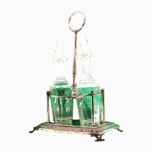 Glass Liqueur Set with Cut Glass Cruets, Set of 3