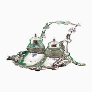 Silver Inkwell with Pen Holder