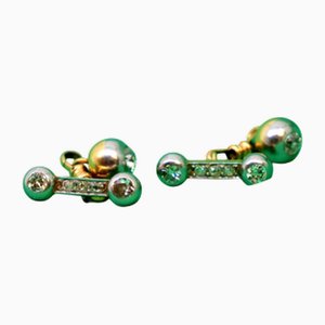 Manschettenknöpfe aus Gold und Platin mit Diamanten im Brillantschliff, 2 . Set