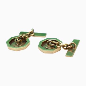 Achteckige Manschettenknöpfe aus Weißgold mit gebürsteten Reliefs, 2 . Set