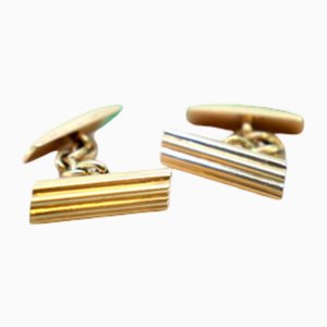 Yellow Gold Cufflinks with Tree Trunk-Shaped Reliefs, Set of 2