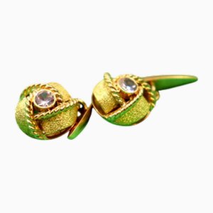 Gold Cufflinks with Corded Reliefs, Set of 2