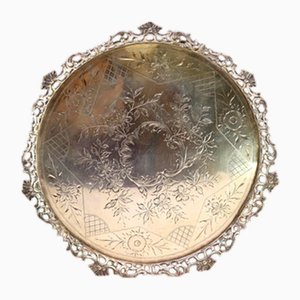 Porte-Billets Argenté avec Grille et Centre avec Motifs Floraux Gravés