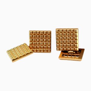 Gelbgoldene Manschettenknöpfe in Quadratischer Form, 2 . Set