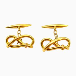 Manschettenknöpfe aus Gelbgold mit bogenförmigen Manschetten, 2 . Set
