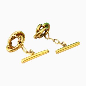 Yellow Gold Cufflinks with Intertwined Link-Shaped Windings, Set of 2