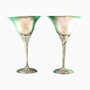 Silver Cups with High Stems and Twists on Circular Bases, Set of 2