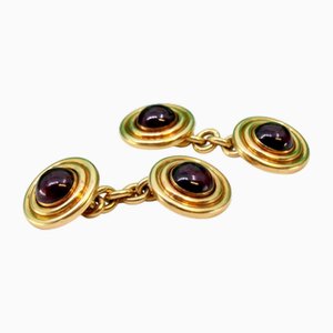 Manschettenknöpfe aus Gelbgold mit Granaten, 2 . Set