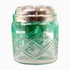 Geätzte Glasflasche mit Silberverschluss