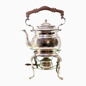 Plain Silver Kettle with Chestnut Wood