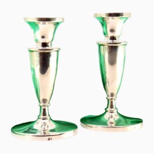 Plain Low Candlesticks with Circular Bases, Set of 2