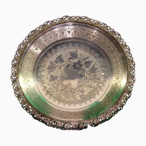 Silver Tray with Leaf-Shaped Rack and Guilloche Engravings