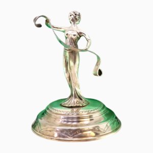 Silver Toothpick Holder with Antique Lady