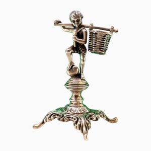 Silver Toothpick Holder with Applications and Four Feet