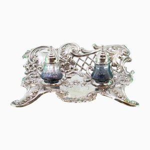 Encrier en Argent avec Reliefs
