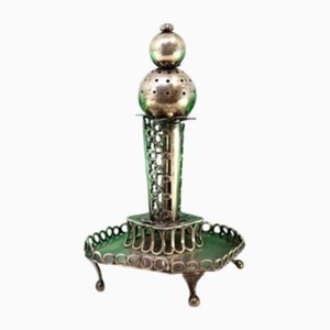 Silver Toothpick Holder with Applications and Cutouts