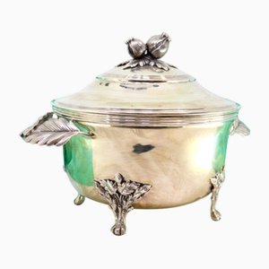 Small Silver Tureen with Handle and Relief Applications
