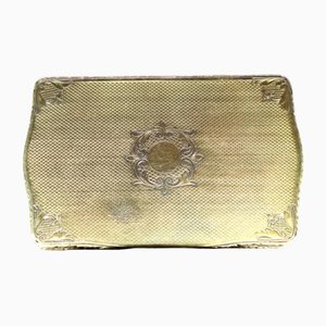 Snuff Box in Guilloche Gold with Monogram Plaque