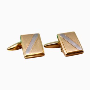 Rechteckige zweifarbige Manschettenknöpfe aus Gold, 2er Set