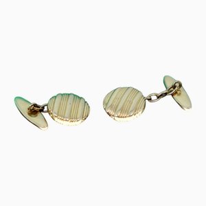 Goldene Manschettenknöpfe in Knopfform mit Streifen, 2 . Set