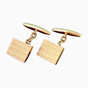 Goldene Manschettenknöpfe mit Guilloche-Bändern, 2 . Set