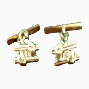 Gold Cufflinks in Cardinal and Cut-Out Caps, Set of 2