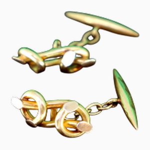 Goldene Manschettenknöpfe in Doppelbogenform, 2 . Set