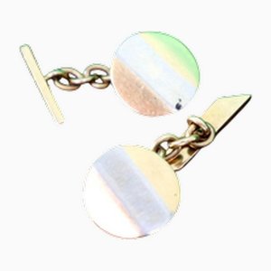 Two-Tone Gold Cufflinks in Button Shape with Cut-Out Seeds, Set of 2