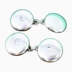 Manschettenknöpfe aus Weißgold mit Diamanten im Brillantschliff, 2 . Set